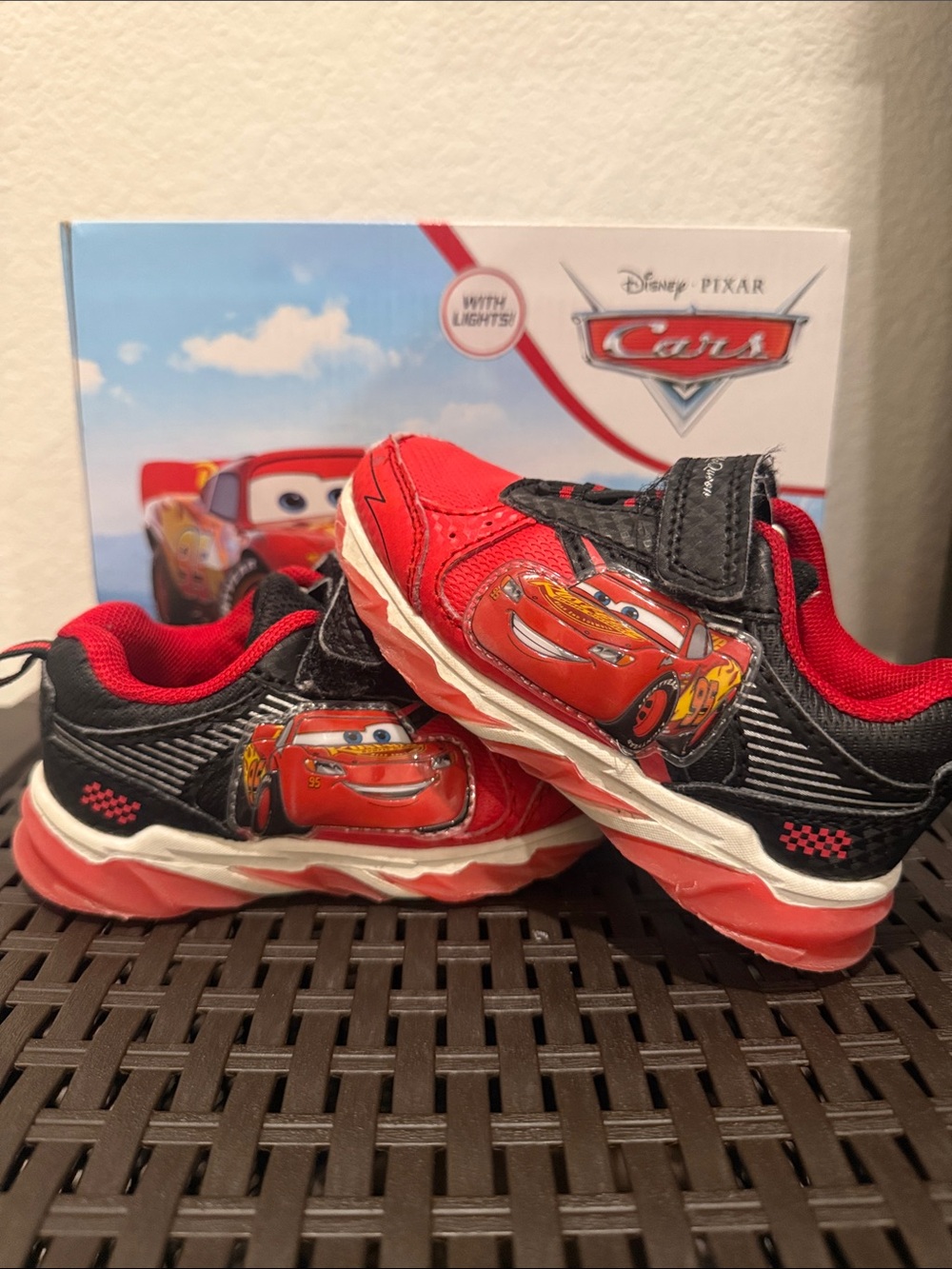 Cars Lightning McQueen Red & Black Toddler Light Up Sneakers Y2K